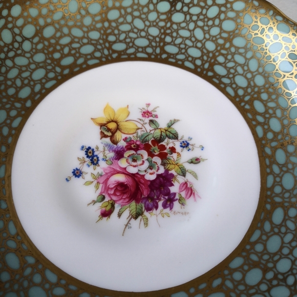 Rare Signed Hammersley Bone China Teal Footed Tea Cup and Saucer - Picture 6 of 8